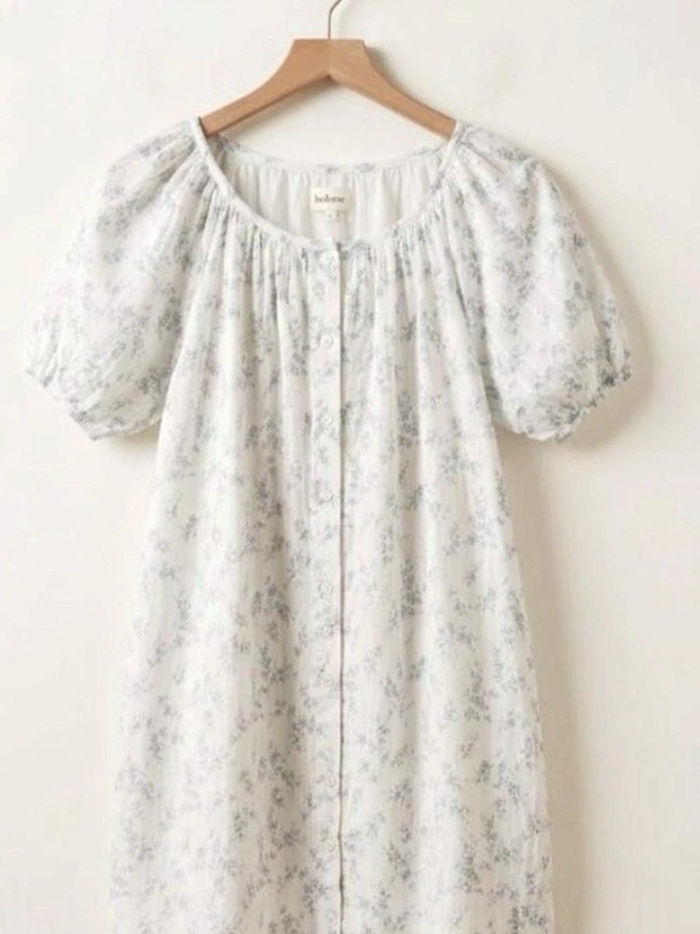 Böhme Floral Mini Dress in White & Blue Size Small Like New